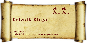 Krizsik Kinga névjegykártya